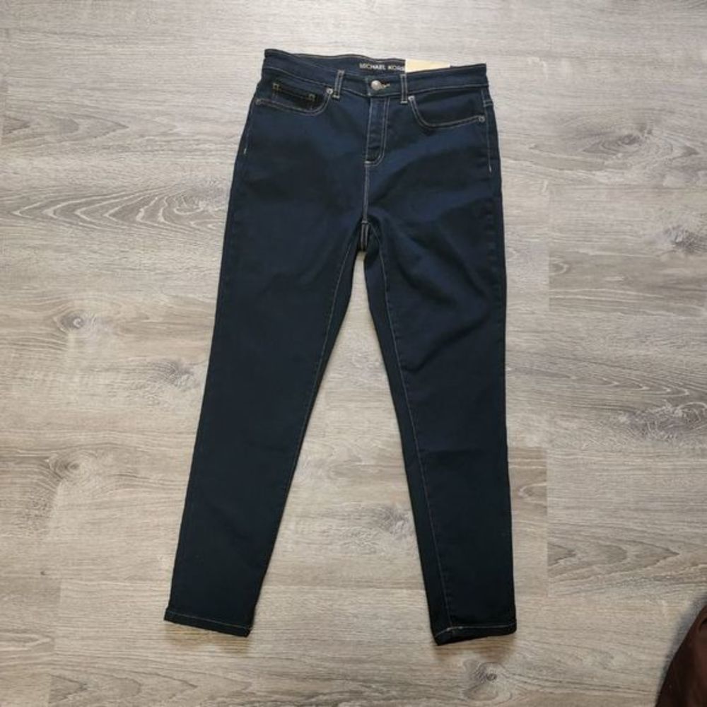 Michael Kors Dark Navy Denim Izzy Cropped Skinny Jeans Mid-Rise